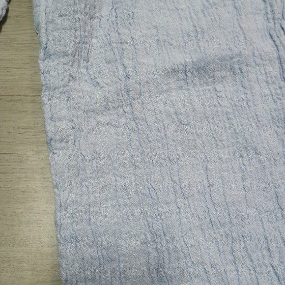 Sigrid Olsen Light Blue Crinkle 100% Linen Wide Leg Pants Elastic Small - Picture 2 of 5